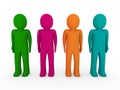 3d human team green pink orange turquoise