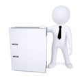3d human with white office folder Royalty Free Stock Photo