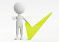 3d humanoid character and a checkmark Royalty Free Stock Photo