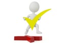 3d humanoid character hold a green checkmark Royalty Free Stock Photo