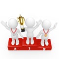 3D humans standing on winners podium Royalty Free Stock Photo