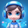 3D illustration of a cartoon Call center operator, customer service representative, saleswoman wearing a headset. Royalty Free Stock Photo