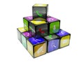 3d an illustration color cubes