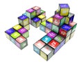 3d an illustration color cubes