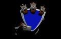 3D Illustration rendering image of a robot hand holding a metallic blank emblem Royalty Free Stock Photo