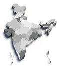 3d India grey map on white