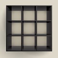 3d isolated Empty black bookshelf