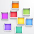 3d isolated Empty colorful bookshelf