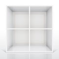 3d isolated Empty white bookshelf