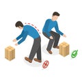 3D Isometric Flat Vector Illustration of How To Carry Heavy Goods. Item 3