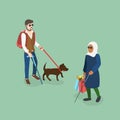 3D Isometric Flat Vector Illustration of Visually Impaired Person