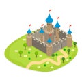 3D Isometric Flat Vector Set of Medieval Castles. Item 3