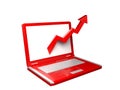 3d Laptop diagram with red arrow Royalty Free Stock Photo