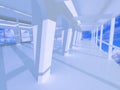 3d large blue hall