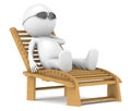 3D little human character relaxing.