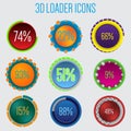 3d loader icon set of 9