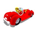 3d male icon toon character driving a huge car Royalty Free Stock Photo