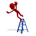 3d male icon toon character falls from the ladder Royalty Free Stock Photo