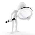 3d man with a big magnifier glass