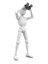 3d man with binocular on white background Royalty Free Stock Photo