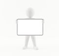 3D man with a blank white sign