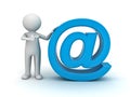 3d man and blue email sign Royalty Free Stock Photo
