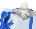 3d man in a blue gift box Royalty Free Stock Photo