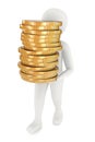 3d man carrying coins