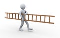 3d man carrying ladder Royalty Free Stock Photo