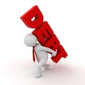 3d man carrying word debt on his back