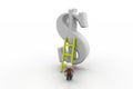 3d man climbing ladder toward financial symbol