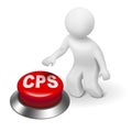 3d man with cps cost per sale button Royalty Free Stock Photo