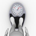 3d man feet on bathroom weight scale Royalty Free Stock Photo