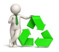 3d man - green recycle icon and thumbs up Royalty Free Stock Photo
