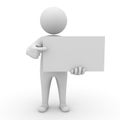 3d man holding blank board