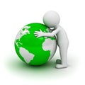 3d man hugging green globe