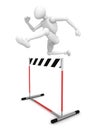 3d man jumping over the hurdle barrier
