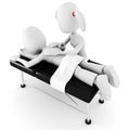 3d man, laying on a massage table