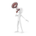 3d man with megaphone isolated in white