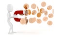 3d man money magnet concept Royalty Free Stock Photo