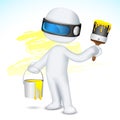 3d Man with Paint Bucket and Brush