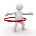 3d man playing hula hoop Royalty Free Stock Photo