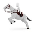 3d man riding a horse on white background