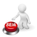 3d man with sem ( Search Engine Marketing ) button