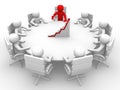 3D man sitting at a round table and having business meeting Royalty Free Stock Photo