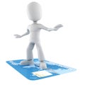 3d man surfing on a credit card Royalty Free Stock Photo