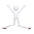 3d man threw his crutches Royalty Free Stock Photo