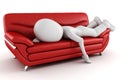 3d man tired sleeping on the couch