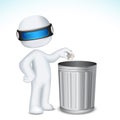 3d Man using Dustbin Royalty Free Stock Photo