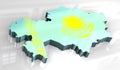3d map flag of khazakstan Royalty Free Stock Photo